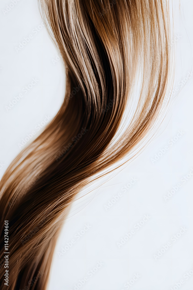 Naklejka premium Flowing long curly strand of hair, isolated on white background