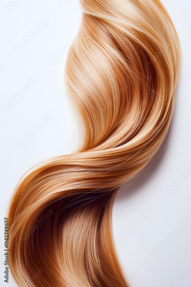 Flowing long curly strand of hair, isolated on white background Flowing long curly strand of hair, isolated on white background