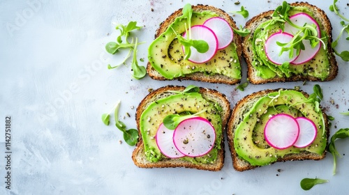 Vibrant Avocado Toast with Radish and Sprouts