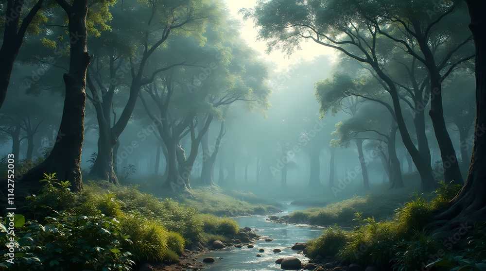 Realistic photo of ultra-modern futuristic forest Realistic photo of ultra-modern futuristic forest