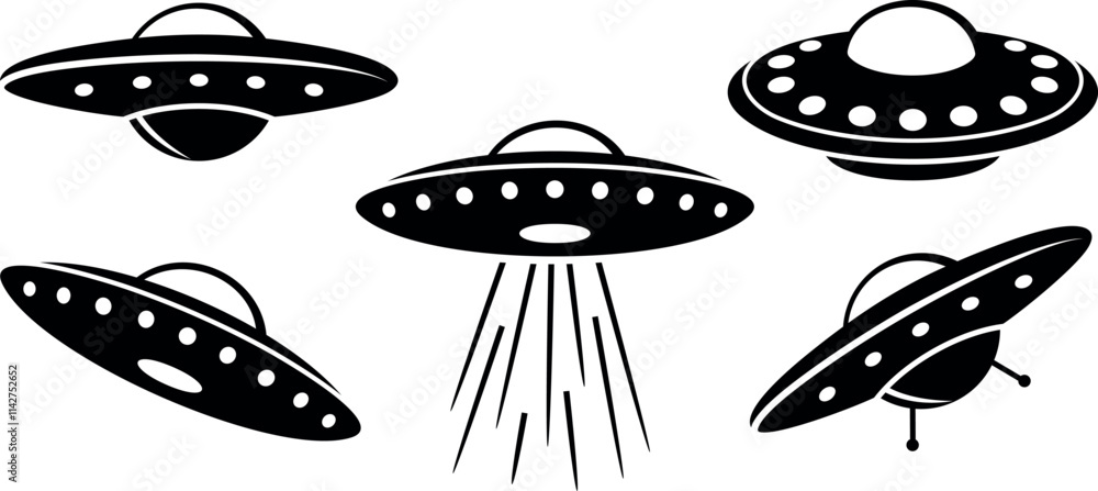 Flying saucer logo. Isolated flying saucer on white background Flying saucer logo. Isolated flying saucer on white background