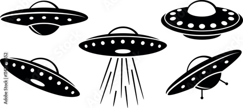 Flying saucer logo. Isolated flying saucer on white background