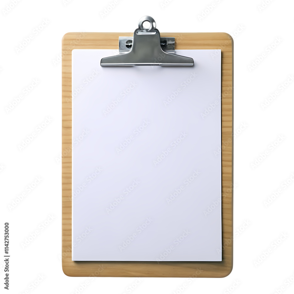 Empty Wooden Clipboard with Blank Paper Empty Wooden Clipboard with Blank Paper