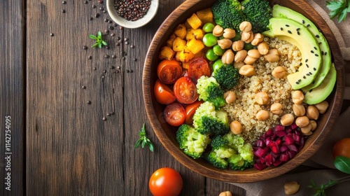 Colorful Buddha Bowl with Fresh Vegetables and Grains