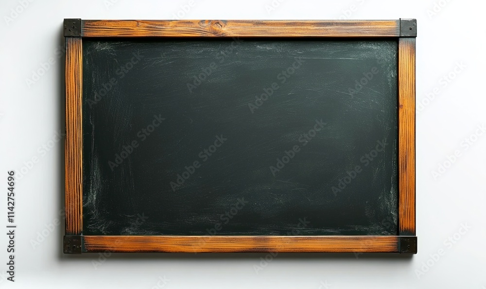 Blank chalkboard with wooden frame ready for educational activities in classroom environment Blank chalkboard with wooden frame ready for educational activities in classroom environment