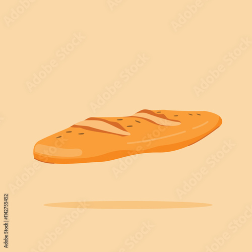 French baguette food. Flat illustration of dry bakery icon for posters and web icons