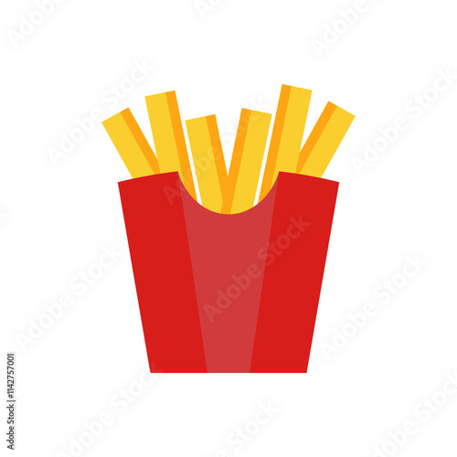 Red bucket french fry vector illustration on white background.