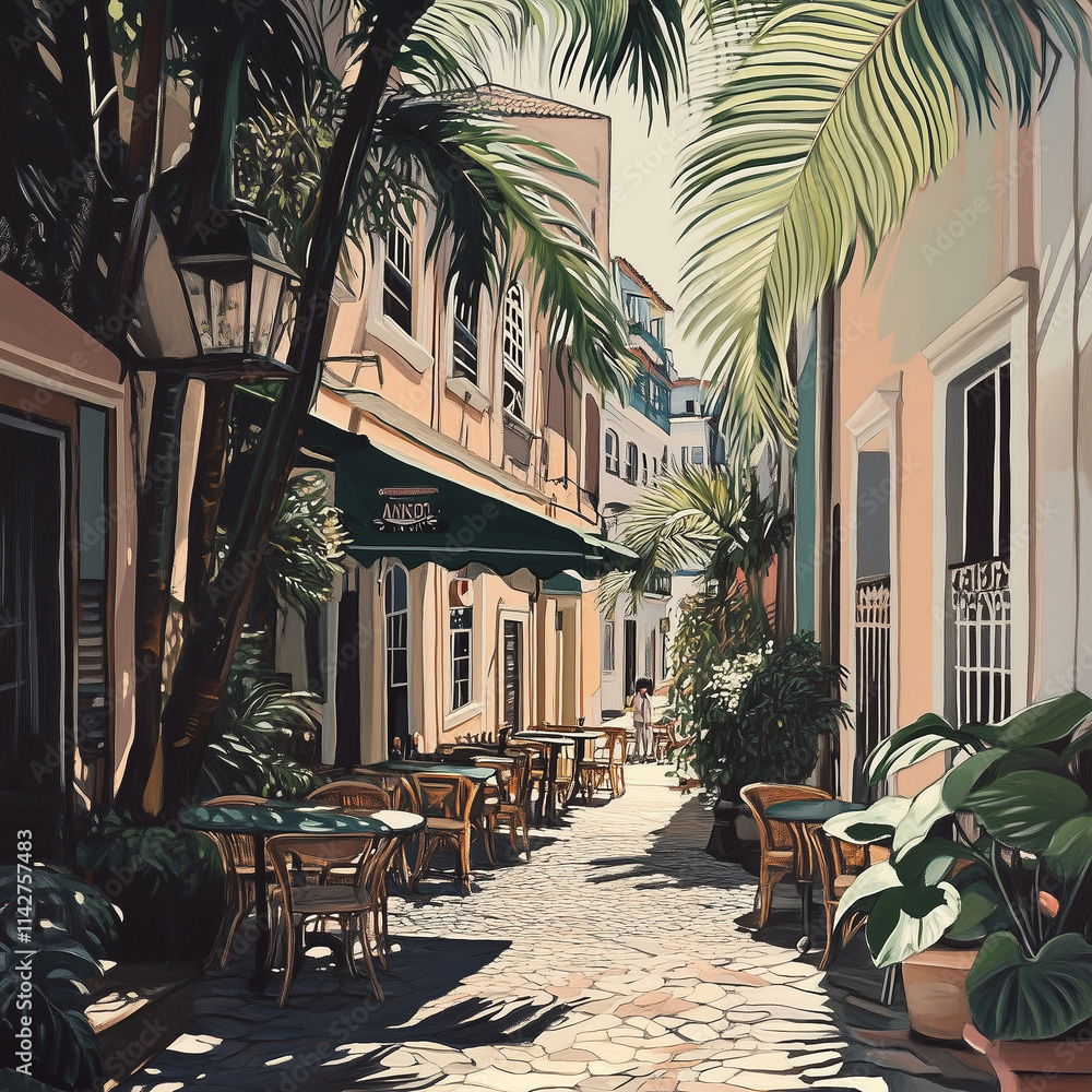 Obraz premium Beautiful town cafeteria