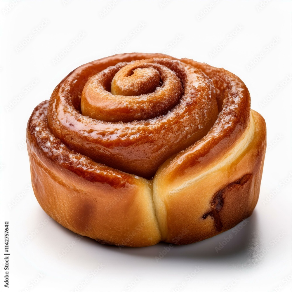 Fototapeta premium isolated cinnamon roll on a white background, square food photography