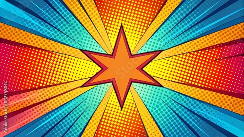 Minimalist Comic Book Background, Pop Art Wallpaper, Retro Style Illustration, Graphic Design, Abstract Art