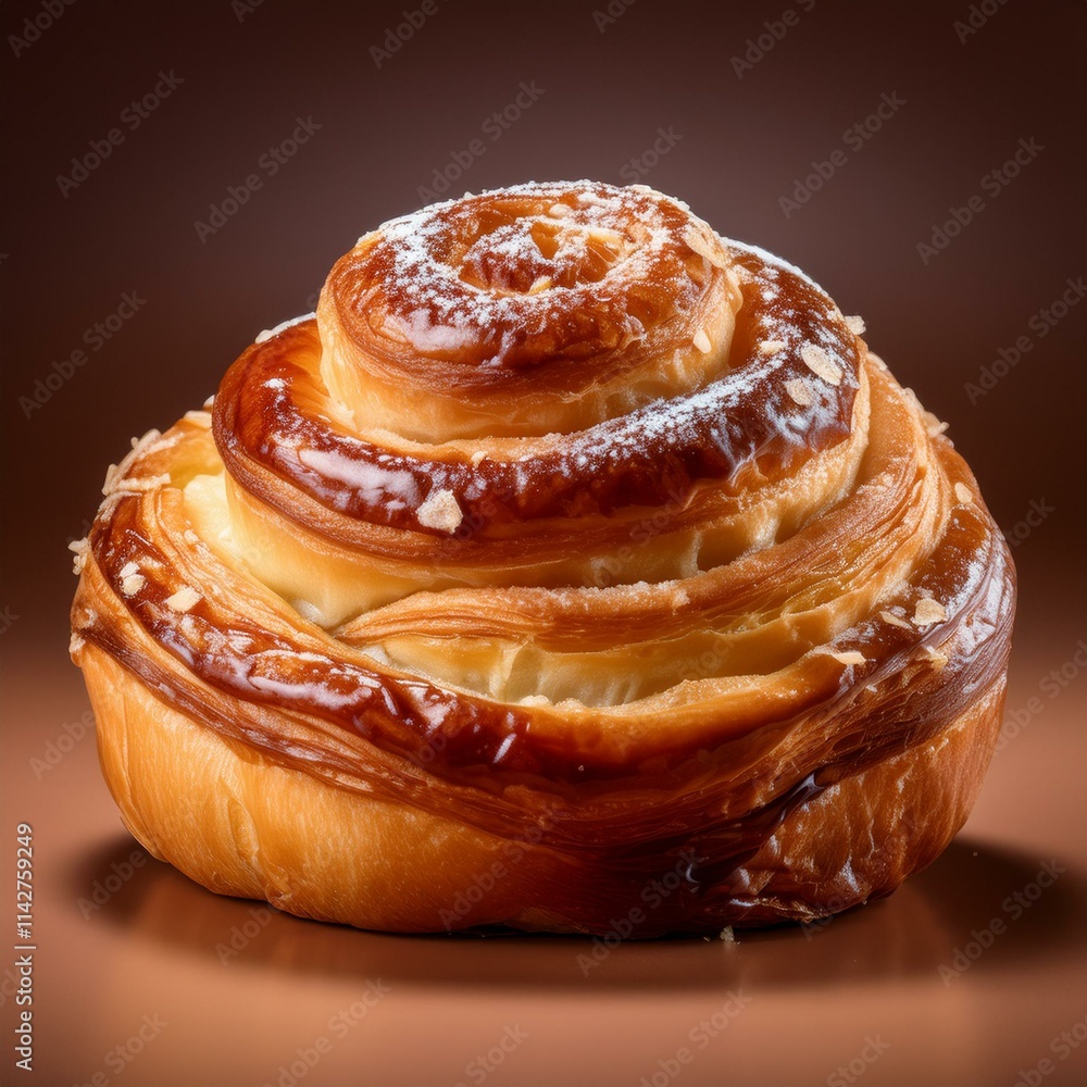 danish pastry isolated on a brown background, square food photography danish pastry isolated on a brown background, square food photography