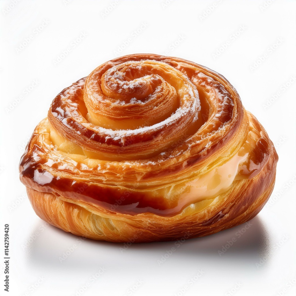 Fototapeta premium danish pastry isolated on a white background, square food photography