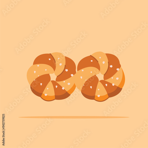 kaiser roll bread food. Flat illustration bakery icon for posters and web icons