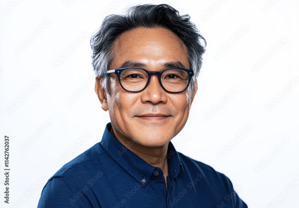 Confident Asian Man with Glasses Smiling Against a Light Background, Perfect for Professional or Lifestyle Themes, Evoking Trust and Approachability in Business Contexts Confident Asian Man with Glasses Smiling Against a Light Background, Perfect for Professional or Lifestyle Themes, Evoking Trust and Approachability in Business Contexts