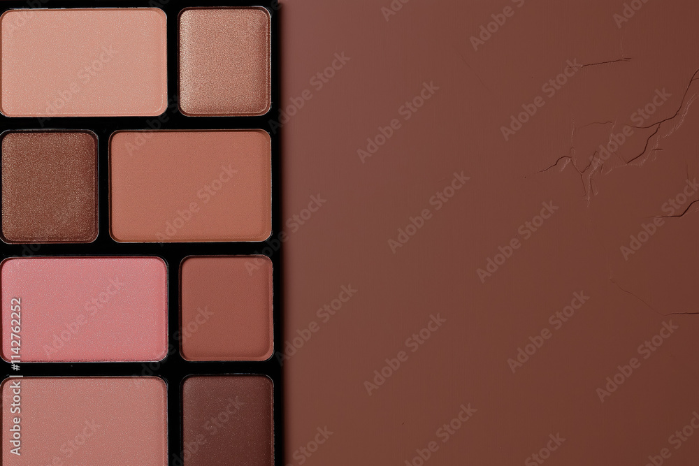 Fototapeta premium shiny eyeshadow palette featuring muted mocha mousse and brown with neutral tones