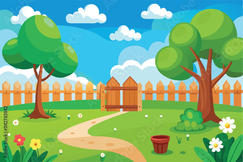 Sunny Days in the Backyard A Whimsical Garden Adventure vector illustration