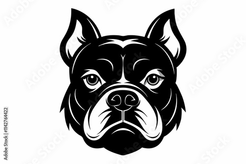 Bull Dog Head Silhouette Vector. American bully Dog head vector illustration on white background.