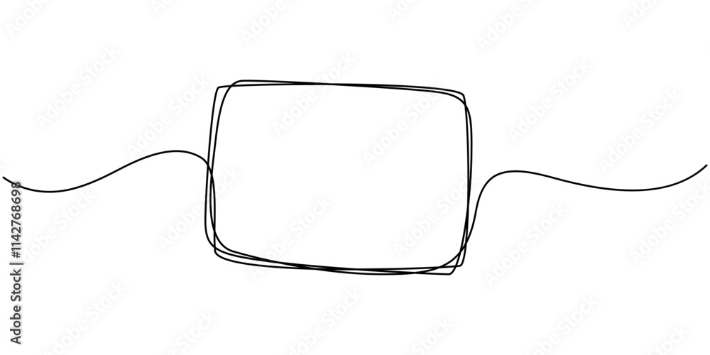 Obraz premium Continuous line drawing of a black square. One-line icon of a geometric frame. A sketch of a rectangular frame. Vector editable line illustration, A single line drawing of a triangle. pro vector.