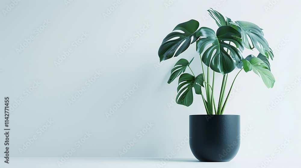 Monstera plant in pot isolated on white background Monstera plant in pot isolated on white background