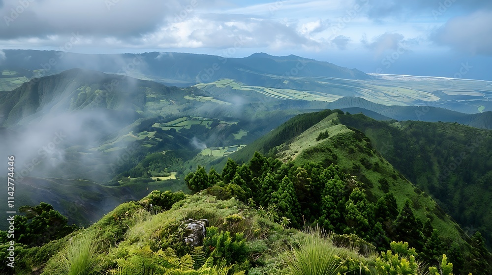 Mountains of Azores, Sao Miguel island, Azores, Portugal Mountains of Azores, Sao Miguel island, Azores, Portugal