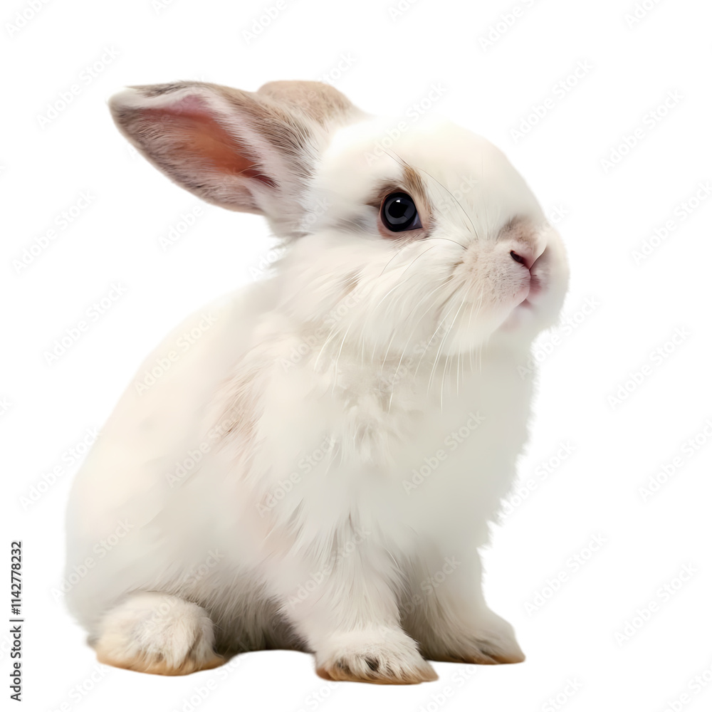 Adorable White Rabbit in Profile, Perfect for Spring or Easter Adorable White Rabbit in Profile, Perfect for Spring or Easter