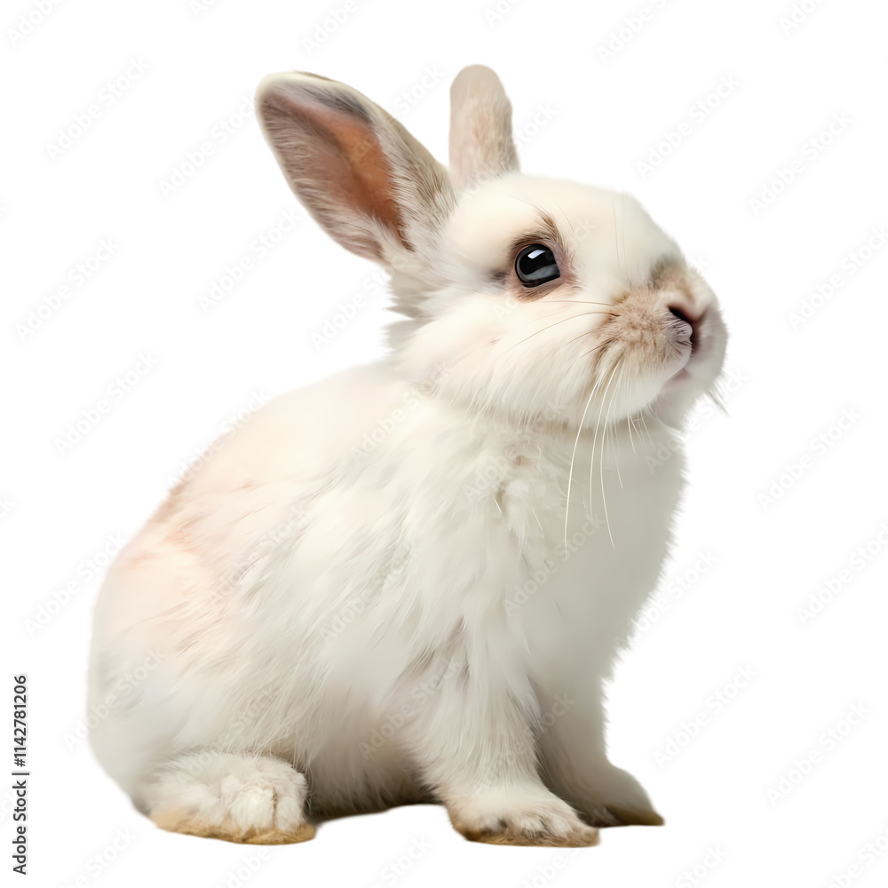 Adorable White Rabbit in Profile, Perfect for Spring or Easter Adorable White Rabbit in Profile, Perfect for Spring or Easter