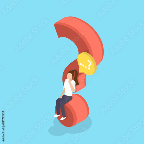 3D Isometric Flat Vector Illustration of Deep Pondering, Make Choice or Decision
