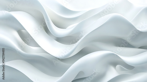 Fluid White Abstract: Elegant, flowing waves of white create a serene and sophisticated abstract background. Perfect for design projects needing a touch of minimalist luxury. 