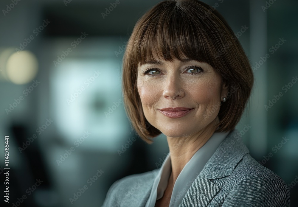 Professional businesswoman with a confident smile in a modern office setting, showcasing leadership and empowerment in a corporate environment, ready for success Professional businesswoman with a confident smile in a modern office setting, showcasing leadership and empowerment in a corporate environment, ready for success