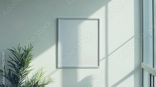 Wallpaper Mural Bright minimalist interior featuring an empty frame and lush green plant. Torontodigital.ca