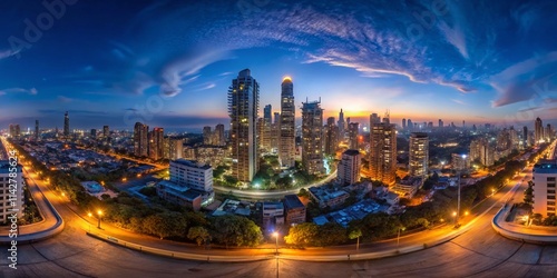 Mumbai Skyline 8K HDRI Panorama Bokeh, 360° Equirectangular Spherical Photo, Cityscape Night Photography