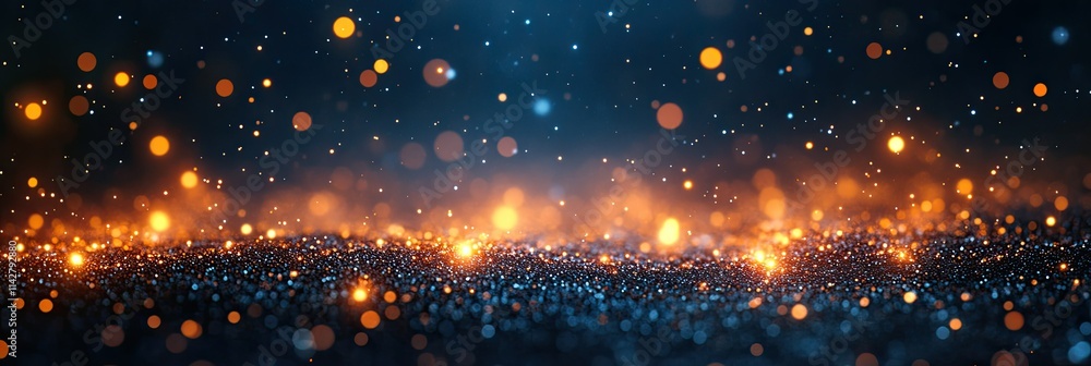 Fototapeta premium A mesmerizing blend of blue and orange bokeh lights creating a dreamy, abstract background.