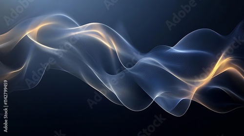 Abstract Flowing Light Waves Dark Background