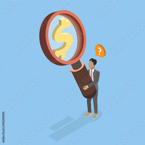 3D Isometric Flat Vector Illustration of Business Analysis, Research for Market Growth