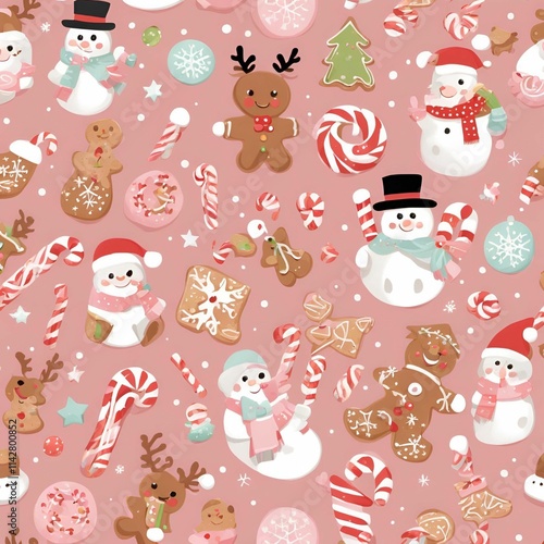 seamless pattern with christmas cats