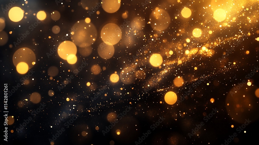 Abstract golden bokeh lights effect on black background. Abstract golden bokeh lights effect on black background.