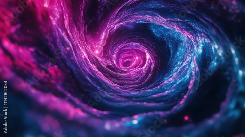 Abstract swirling cosmic nebula in vibrant pink and blue hues photo