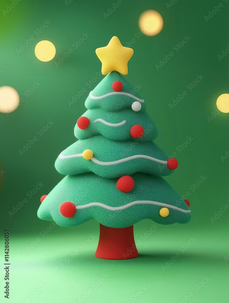 Cute cartoon Christmas tree with ornaments. Cute cartoon Christmas tree with ornaments.