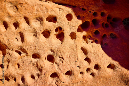 Eroded Sandstone Textures at Valley of Fire Close-up Perspective photo