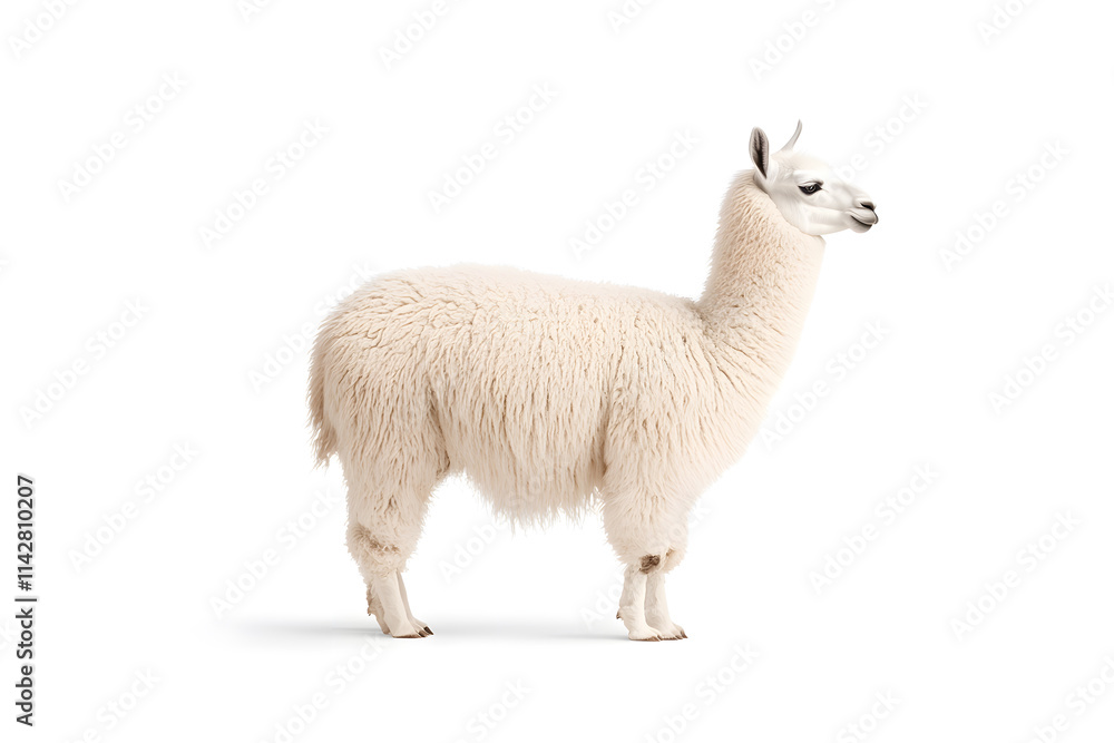 Fototapeta premium Lama alpaca animal isolated on white background