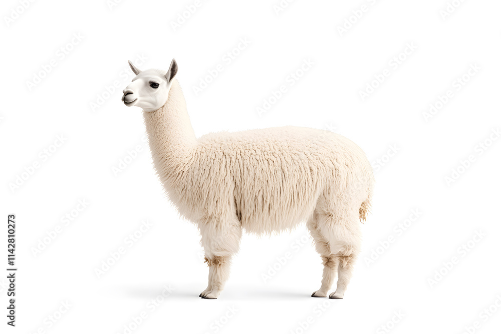 Lama alpaca animal isolated on white background Lama alpaca animal isolated on white background
