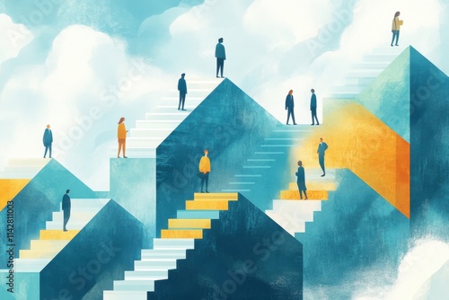 illustration of Professional promotion paths: Clear and accessible career paths that show how employees can move up within the company based on merit and skills