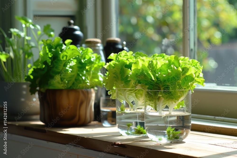 Vegetable Scraps. Growing Lettuce in Water for Fresh and Healthy Homemade Salad Vegetable Scraps. Growing Lettuce in Water for Fresh and Healthy Homemade Salad