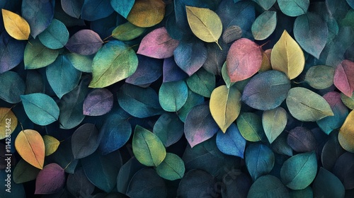 Tropical leaves in green, blue, pink bright color. Seamless border, luxury wallpaper, premium mural. Floral pattern on dark background. Hand-drawn 3d illustration. Modern stylish design, beautiful art