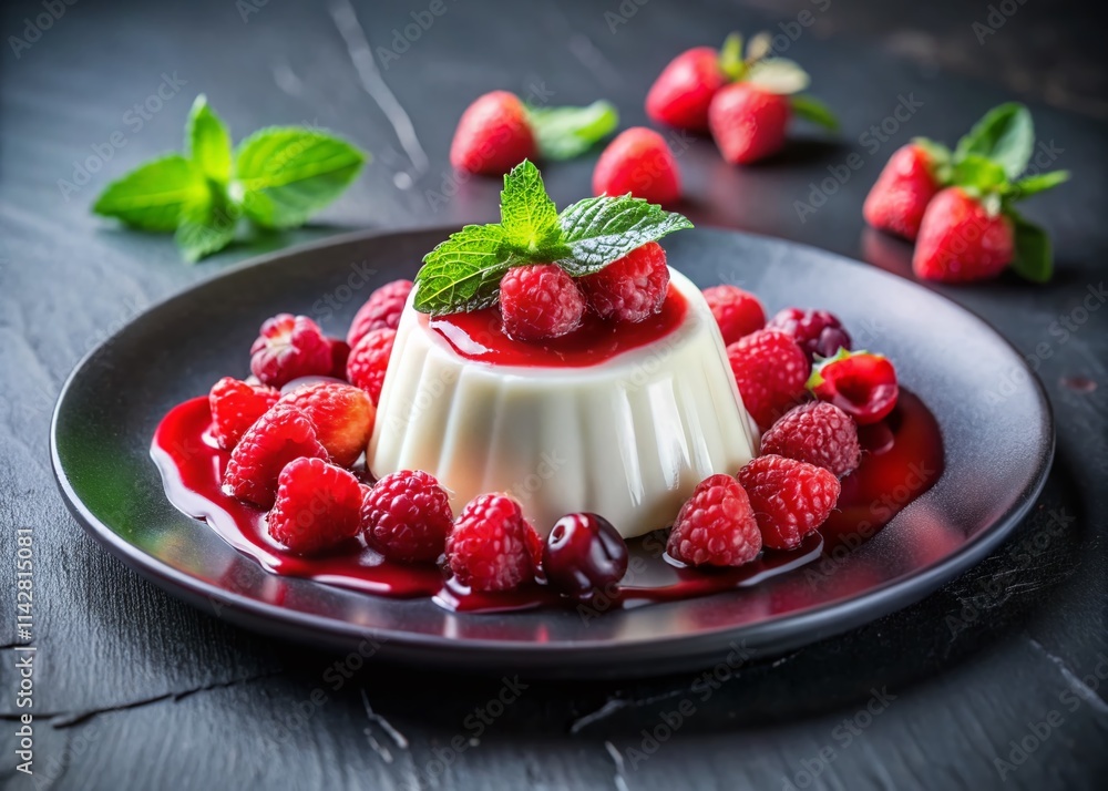 Panna Cotta Recipe: Creamy White Dessert with Raspberry Sauce & Berries - Stunning Landscape Photography Panna Cotta Recipe: Creamy White Dessert with Raspberry Sauce & Berries - Stunning Landscape Photography