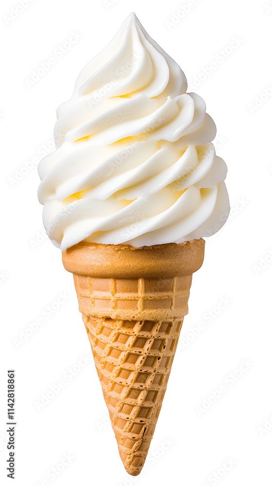 Vanilla ice cream in a waffle cone isolated on white background Vanilla ice cream in a waffle cone isolated on white background