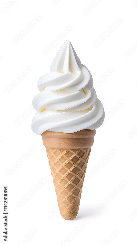 Vanilla ice cream in a waffle cone isolated on white background Vanilla ice cream in a waffle cone isolated on white background