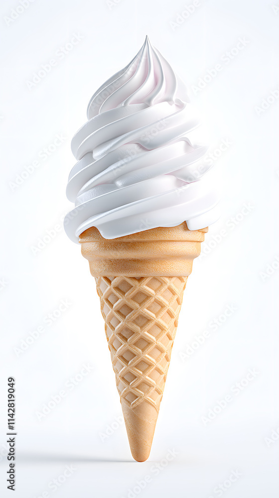 Vanilla ice cream in a waffle cone isolated on white background Vanilla ice cream in a waffle cone isolated on white background