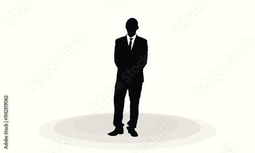 Businessman Character Model Vector of men and a woman, standing business people, Office man and woman, black and white background, logo, icon. businessmen Front side, back view animated character.