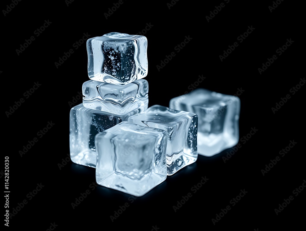 Crystalline Ice Cubes: A Serene, Minimalist Still Life Crystalline Ice Cubes: A Serene, Minimalist Still Life